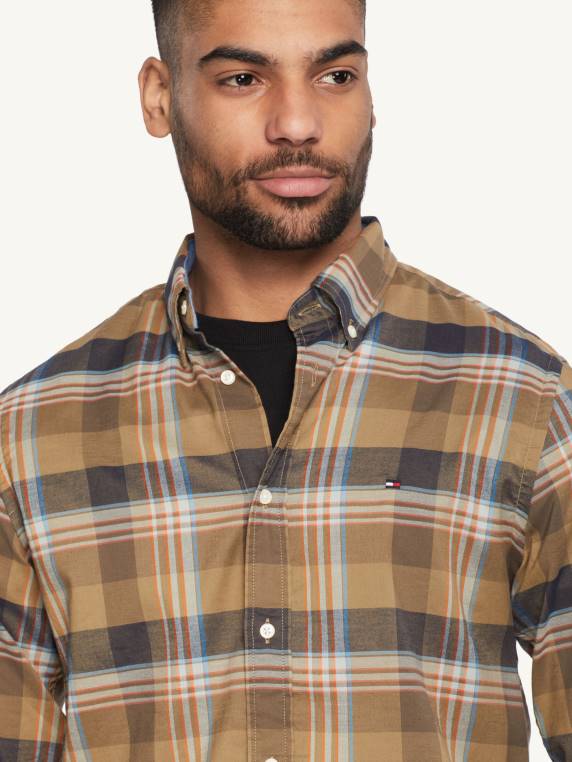 חולצת טרטן של wcc אוקספורד NX201200 ירוק צבא/שמי מדבר/רב Tommy Hilfiger