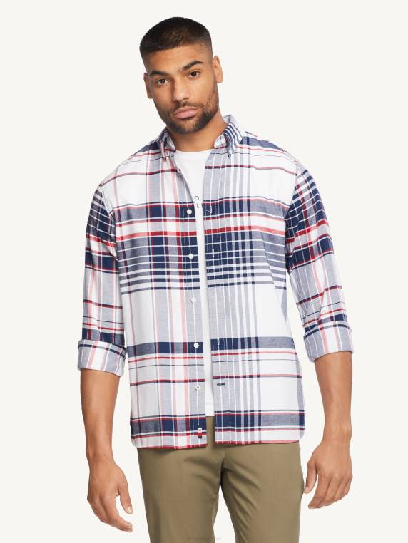 wcc brandlove חולצה משובצת NX201243 אופטי לבן/רב Tommy Hilfiger